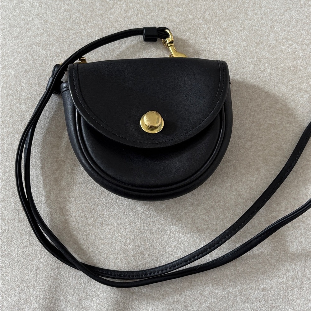 Coach Black Leather Crescent Crossbody with Gold Hardware